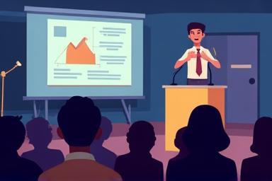 Image representing media training with a speaker and audience