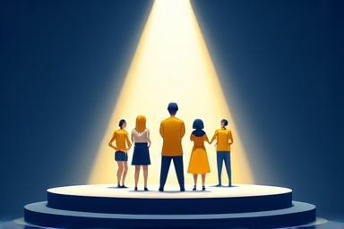 Image representing talent representation with figures on a stage